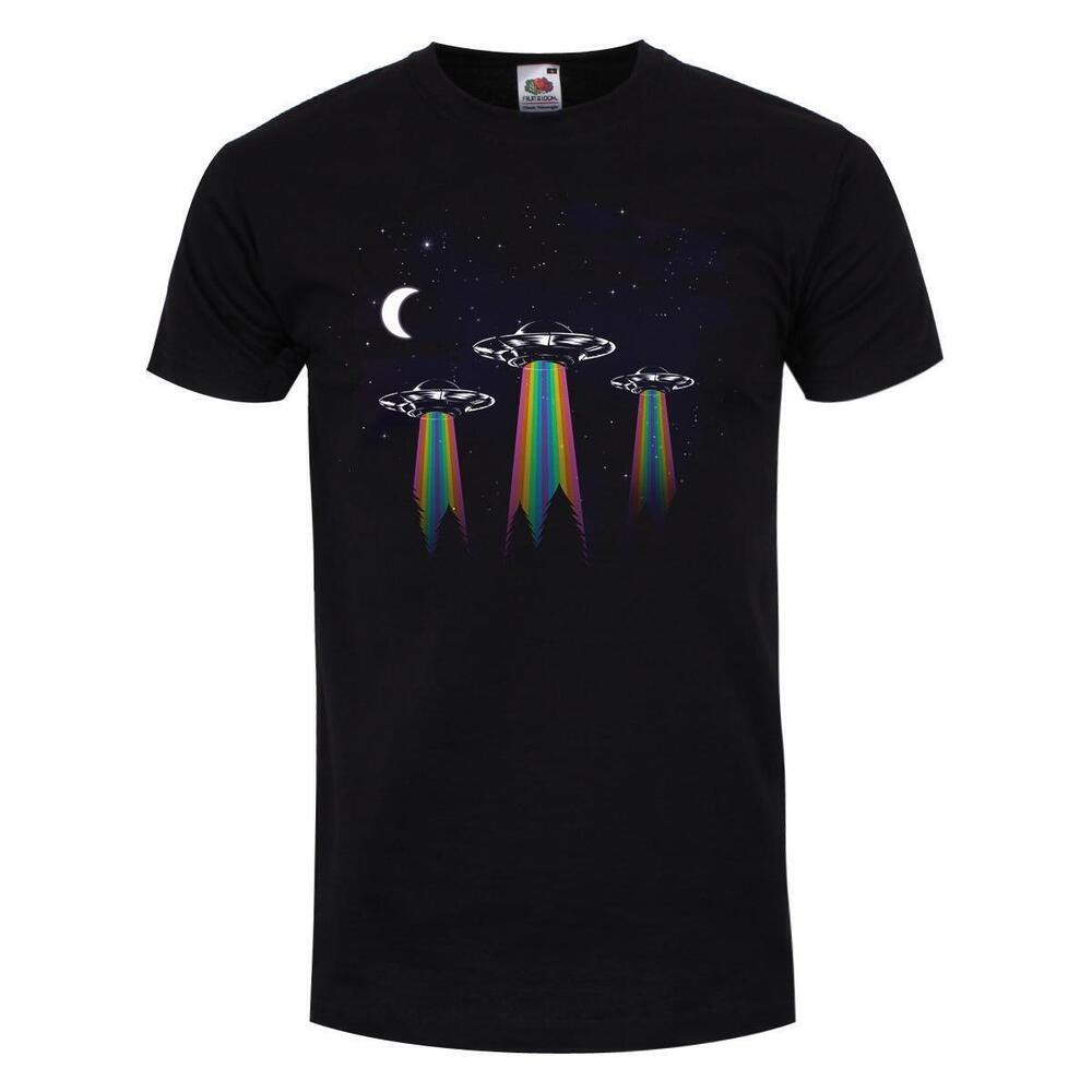 Rainbow Ufo Mens Black Tshirt